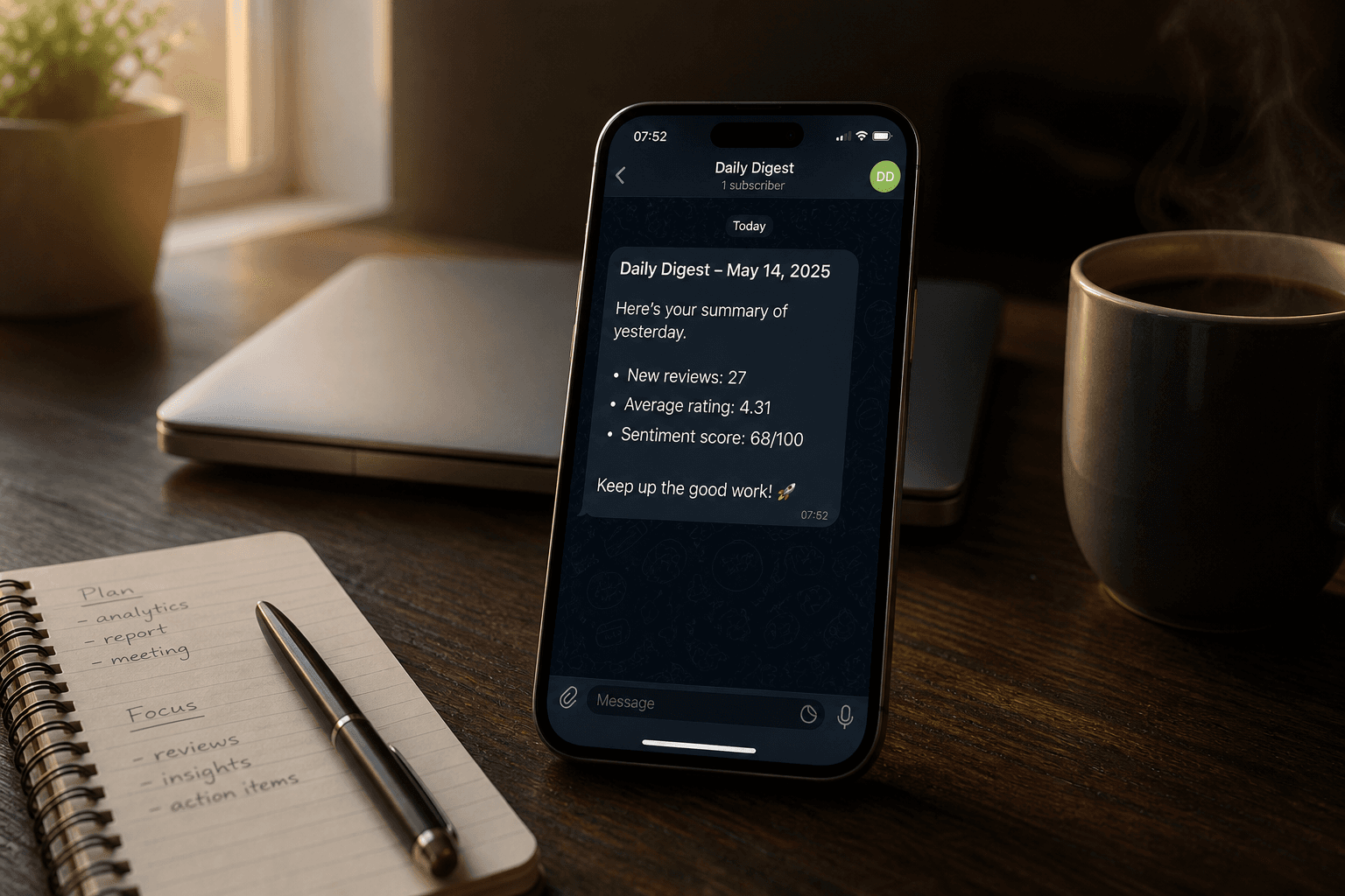 Scheduled digest message in a Telegram chat
