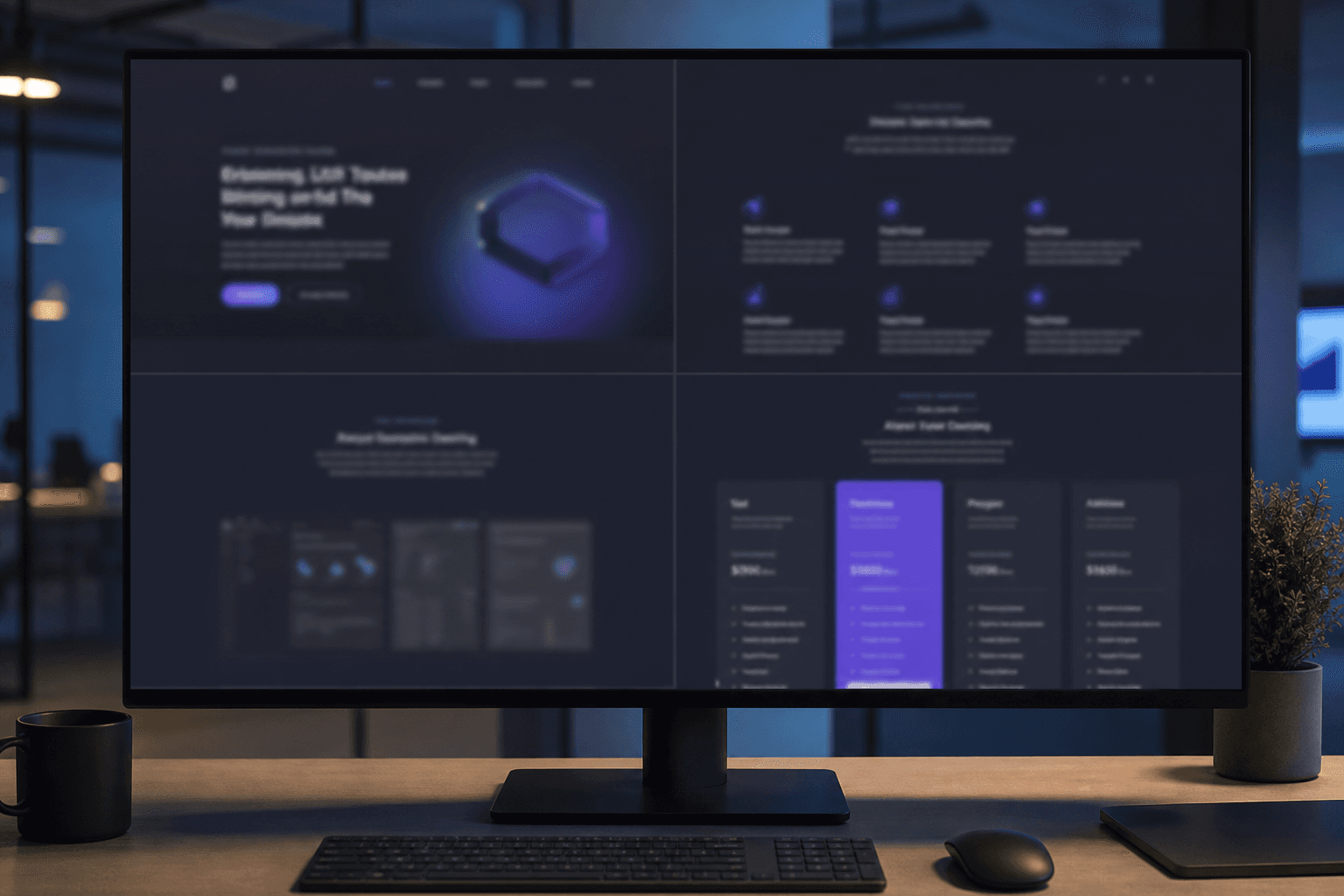 Multi-page product website on a large display