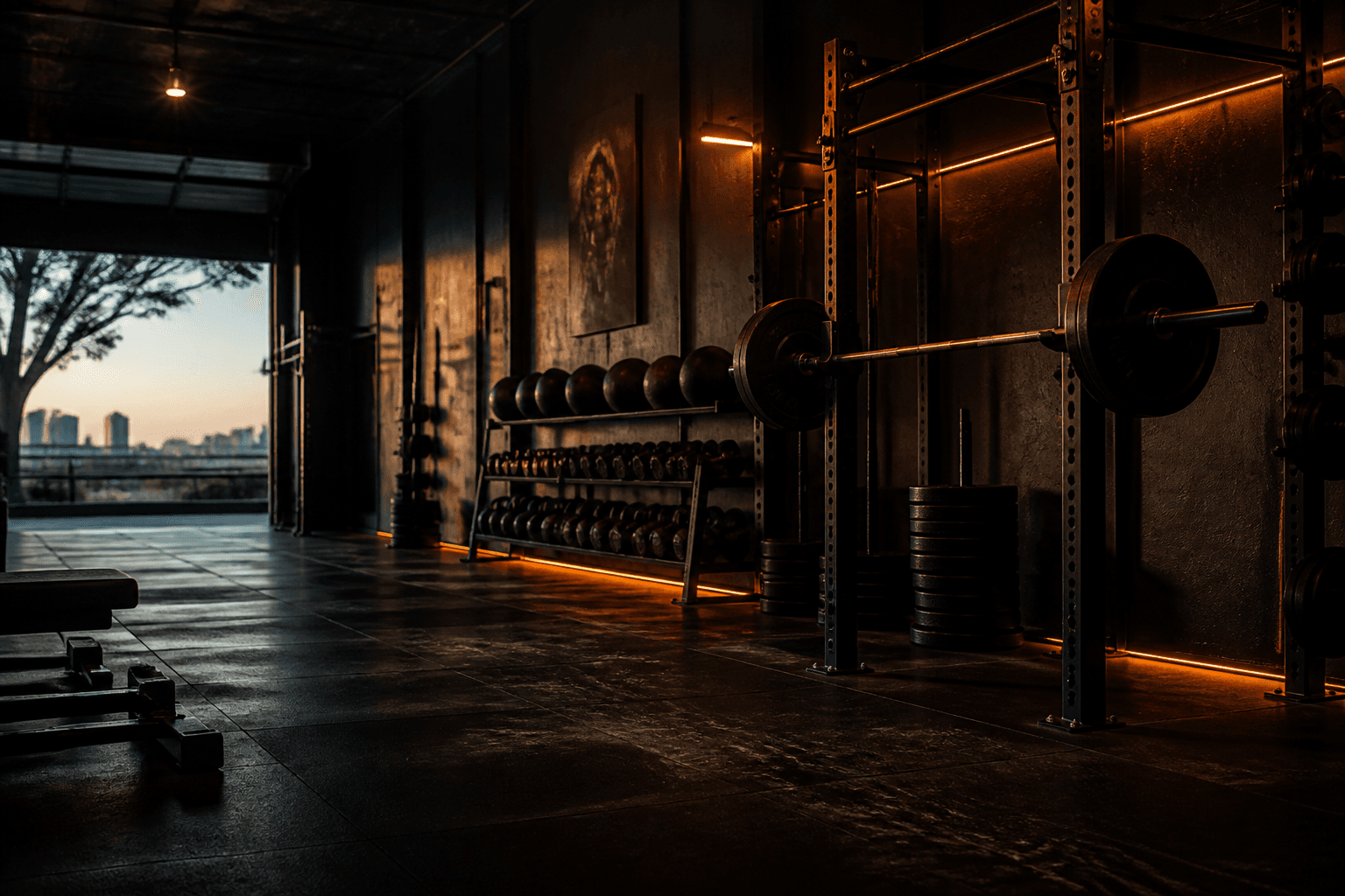 Boutique strength gym floor before class