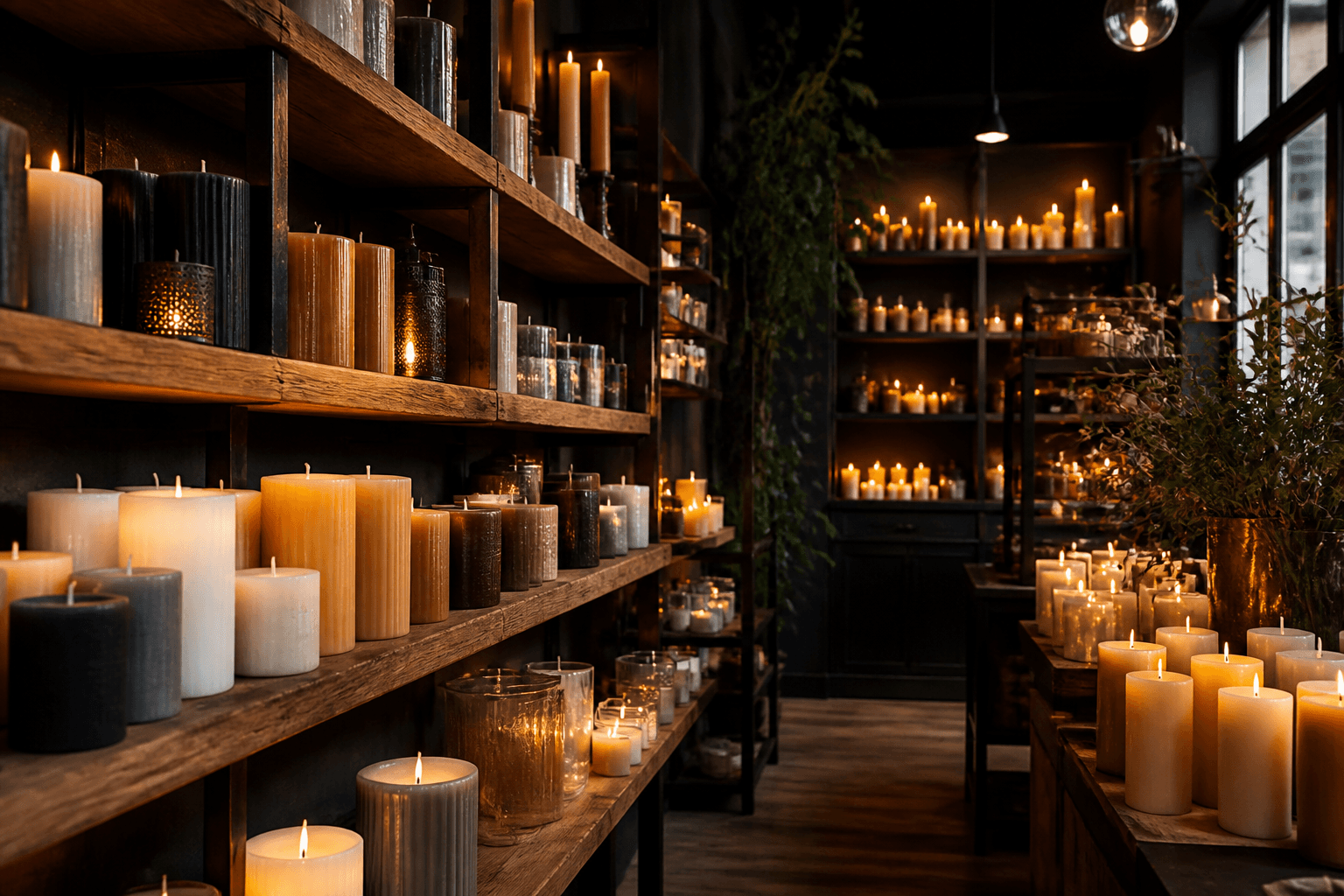 Small-batch candles styled for an Etsy shop