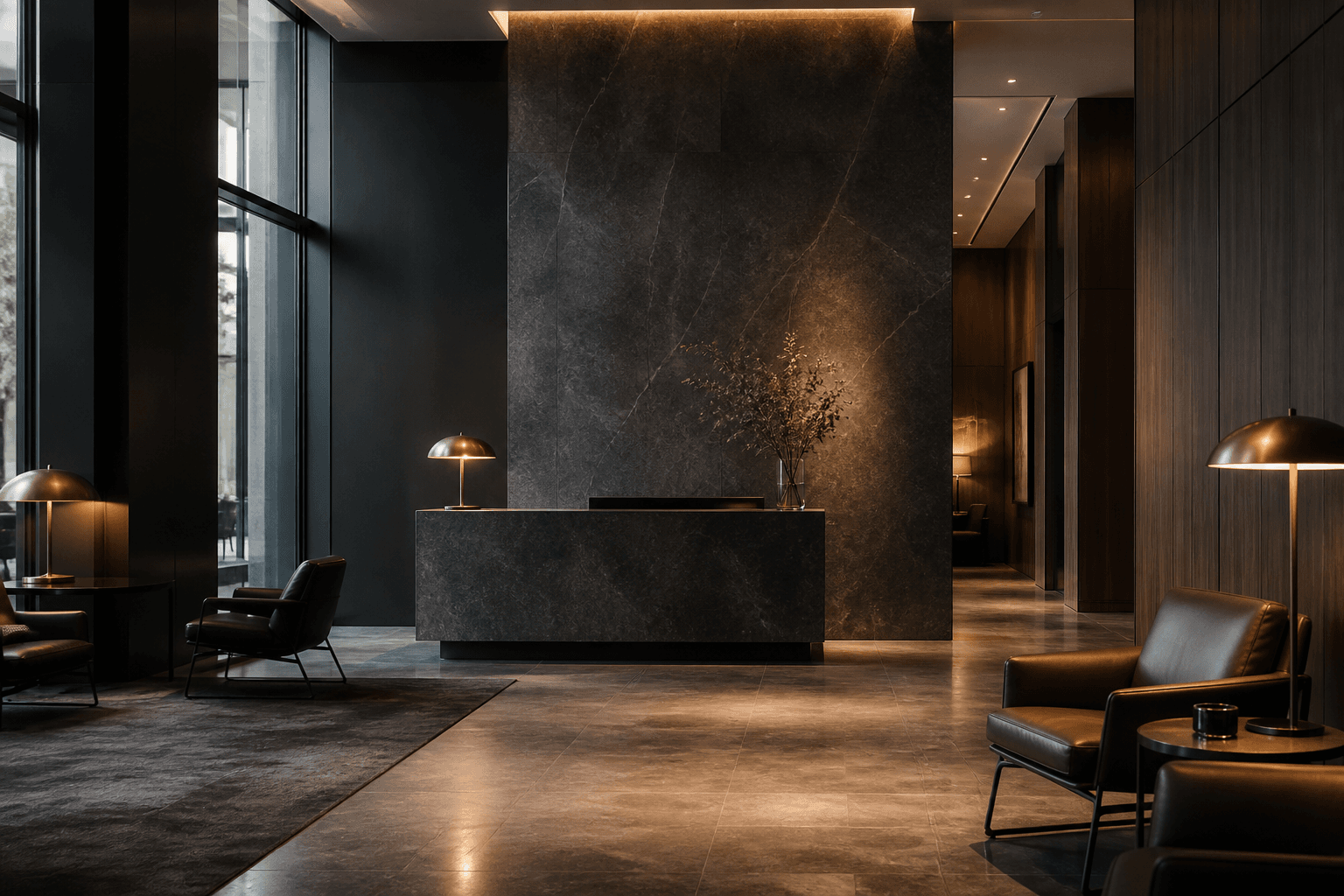 Quiet lobby of a boutique counsel office