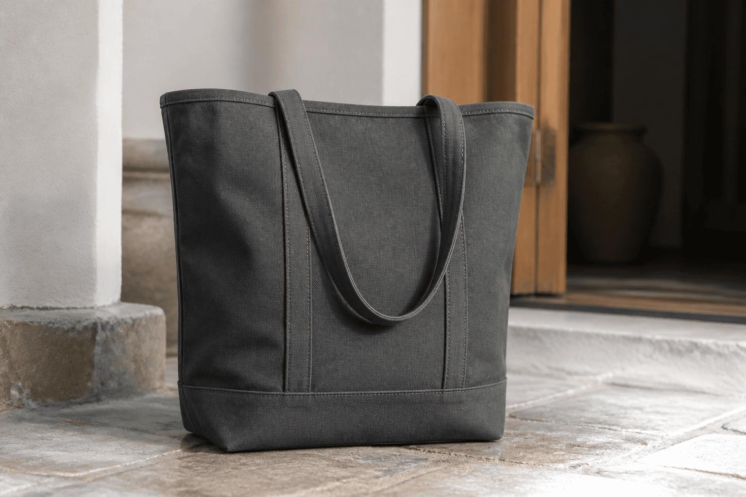 Charcoal canvas market tote